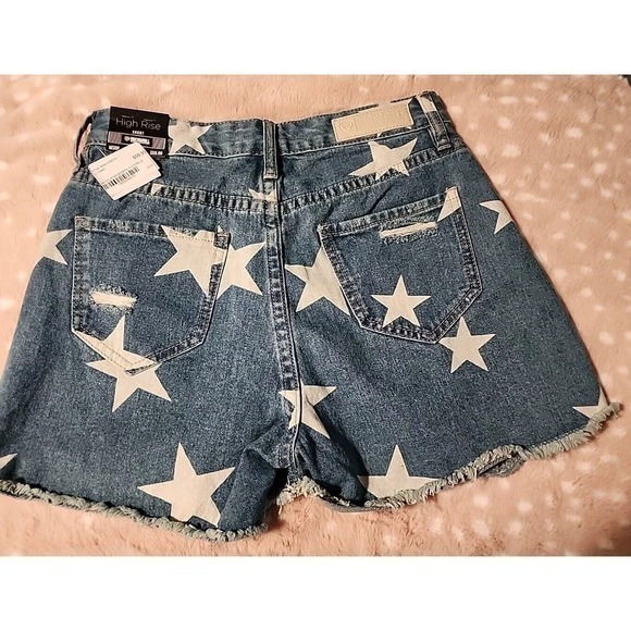 Rock‎ & Roll Denim Women's Light Wash High Rise Star Print Americana Shorts 26 - Picture 5 of 6